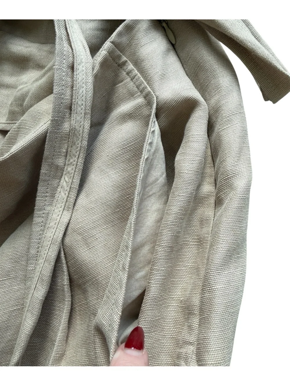 Wilfred by Aritzia Linen Wrap Jumpsuit Tie Waist Wide Leg 10 Beige Minimalist